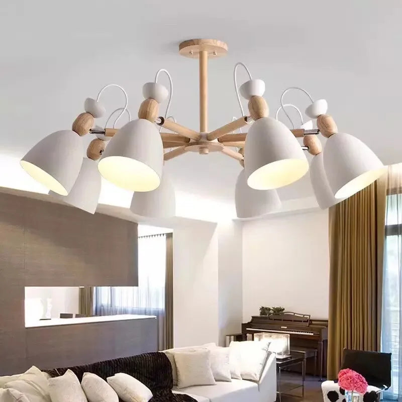 Lustre en bois massif moderne pour plafond d'hôtel