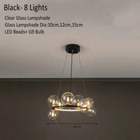 Lustre Verre Moderne LED Noir & Or