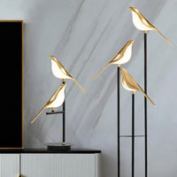 Design Lampe de Table LED Postmoderne en Placage Or Oiseau