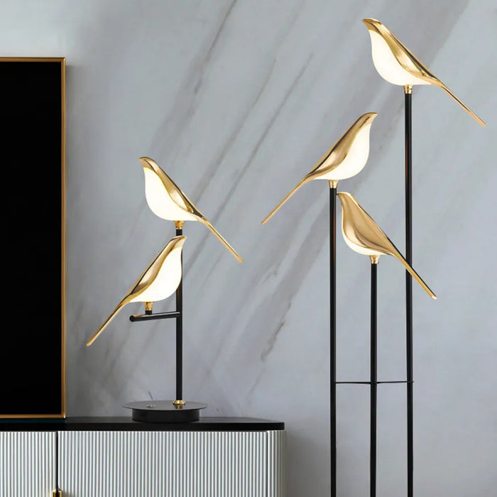 Design Lampe de Table LED Postmoderne en Placage Or Oiseau