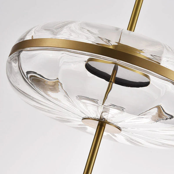 Suspension design post-moderne « Onde de Luxe » : Réplique en verre ovale pour salle à manger loft