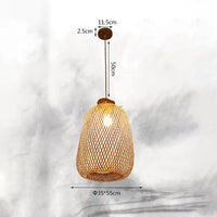 Suspension vintage en bambou et rotin fait main - Style Japonais
