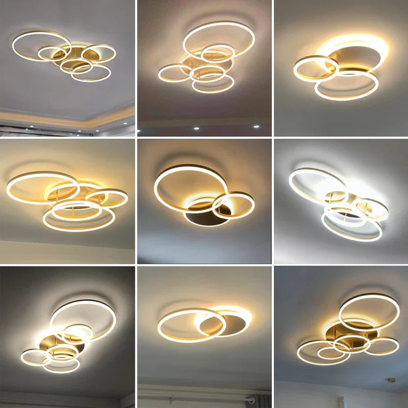 Lustre Noir Moderne avec Éclairage Variable
