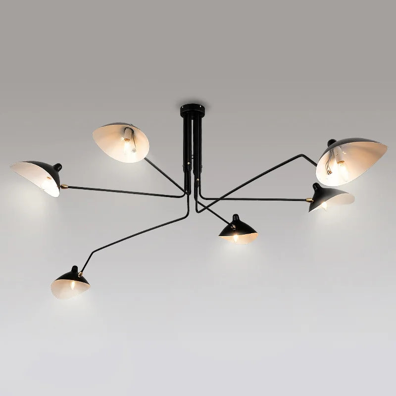 Lustre Araignée en Fer Nordique Industriel Vintage LED Éclairage