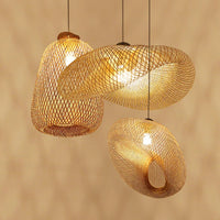 Suspension vintage en bambou et rotin fait main - Style Japonais
