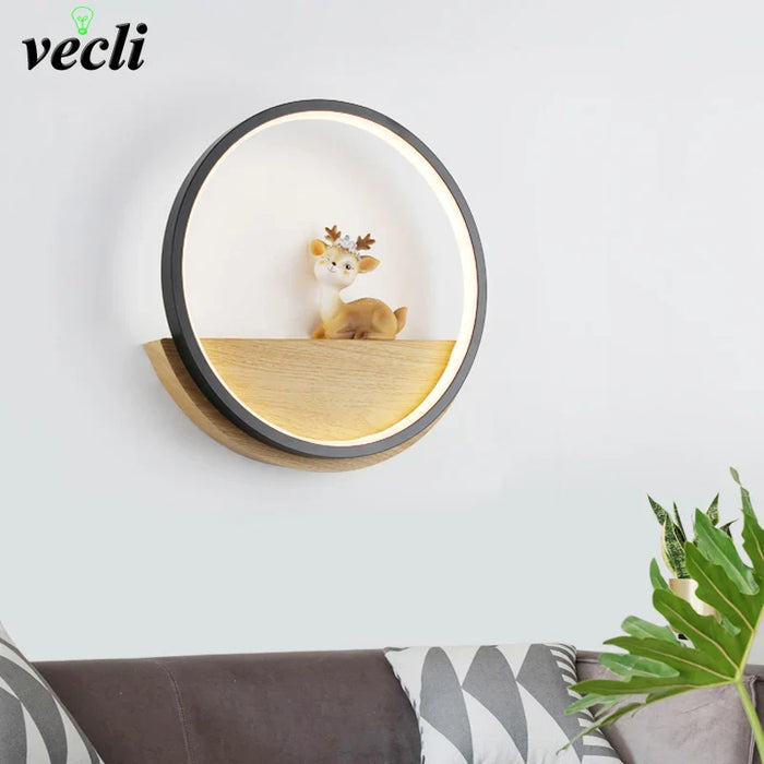 Applique murale LED moderne avec motif de cerf nordique