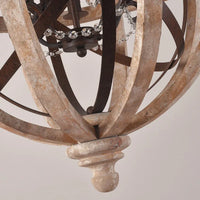 Lustre suspendu en bois massif rétro LED moderne Loft Suspension cristal