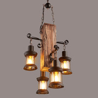 Suspension industrielle en bois et verre - Collection Lumino