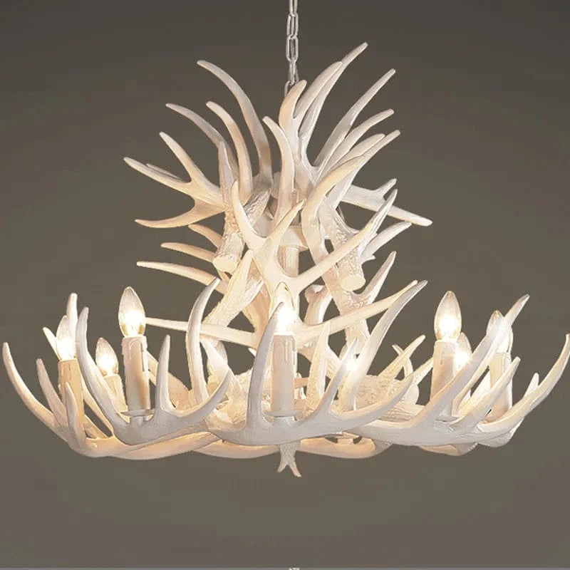 Lustre Rétro Résine Bois Marron Blanc - Idéal pour Salon, Restaurant, et Bar