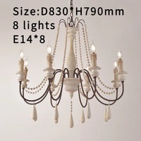 Lustre nordique en bois blanc rétro suspendu pour cuisine/chambre à coucher/salon 3/6/8/12 lumières