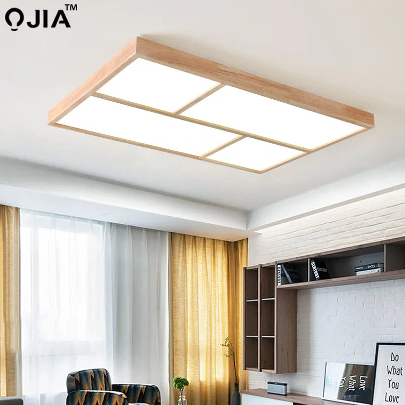 Plafonnier LED en bois véritable pour un intérieur moderne et décoratif