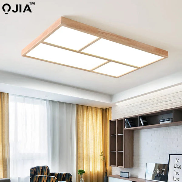 Plafonnier LED Moderne en Bois Authentique pour Usage Intérieur