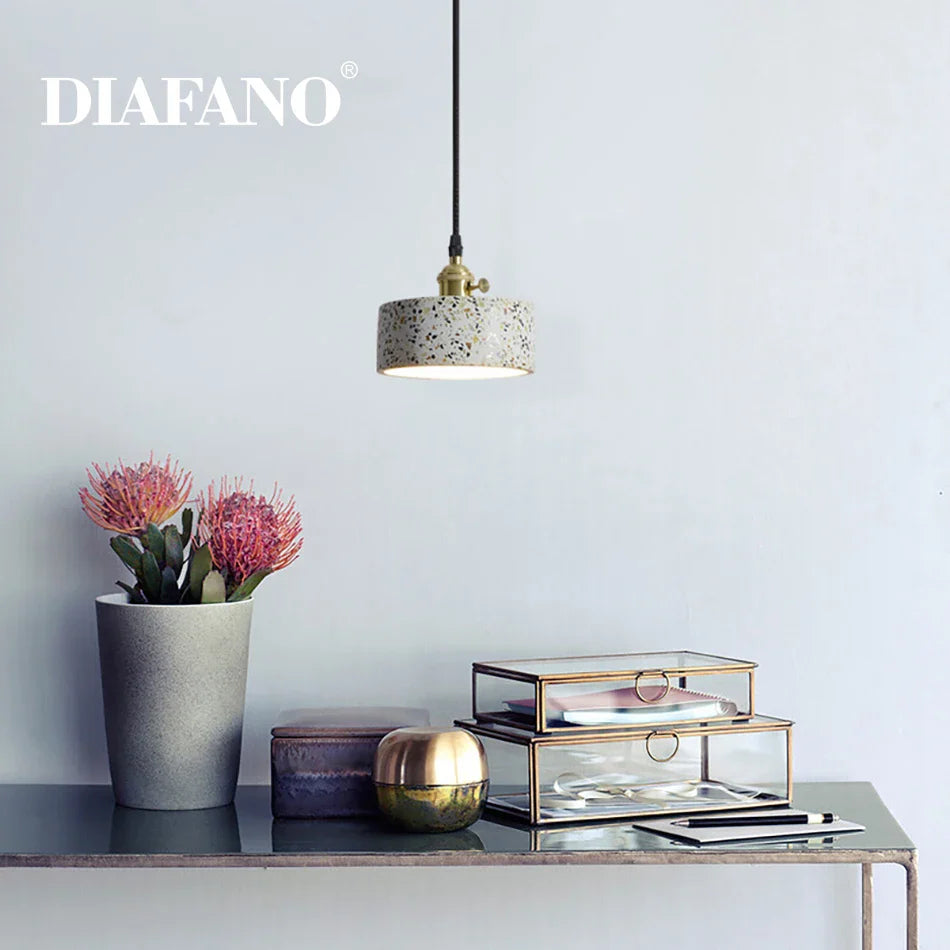 Suspension Luminaire Ciment Blanc Nordique pour Bar Salon et Cuisine