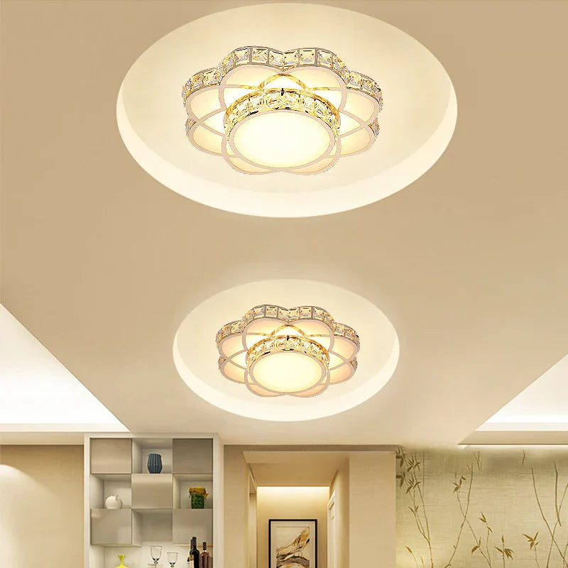 Plafonnier LED Intelligent Fleur de Cristal Moderne
