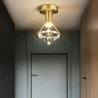 Plafonnier de luxe en cuivre avec luminaire en cristal haut de gamme