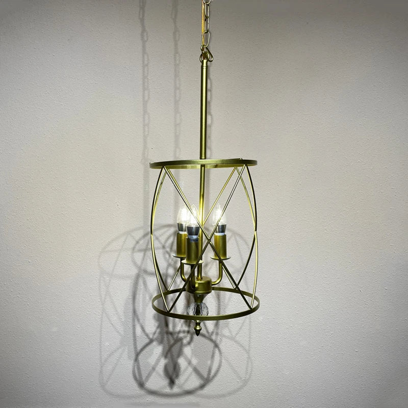 Lustre industriel rétro plafonnier Vintage en cristal noir et or - Suspension Triple