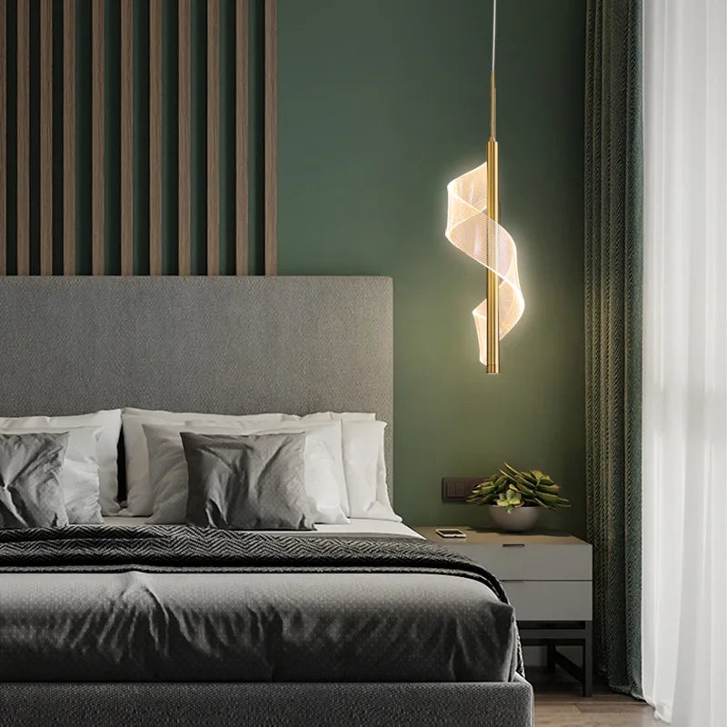 Suspension Spirale Luxe: Abat-jour Moderne, Câble Long