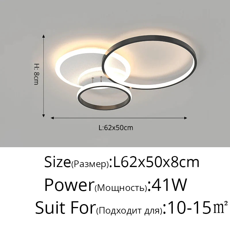 Lustre Noir Moderne avec Éclairage Variable