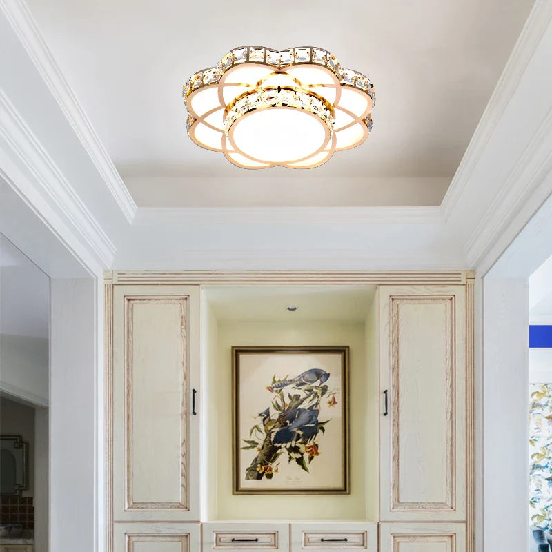 Plafonnier LED Intelligent Fleur de Cristal Moderne