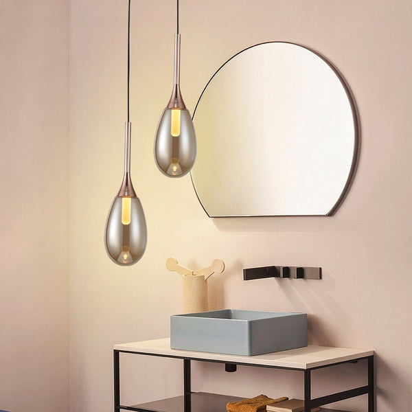 Suspension LED Saeli en verre fumé