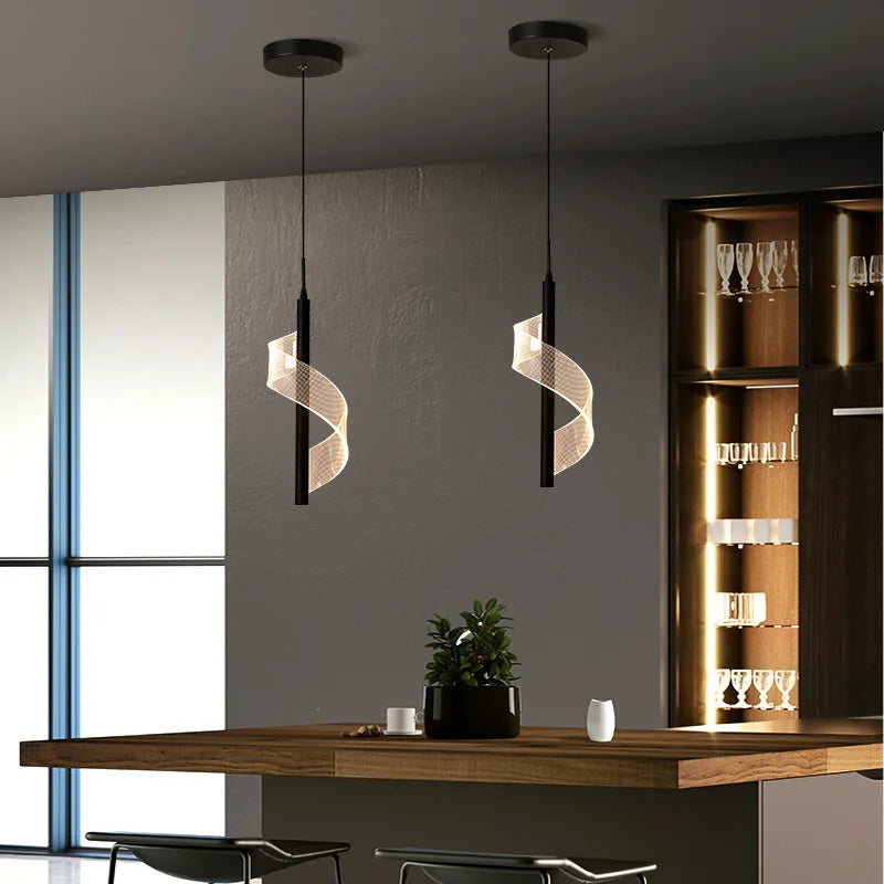 Suspension Spirale Luxe: Abat-jour Moderne, Câble Long