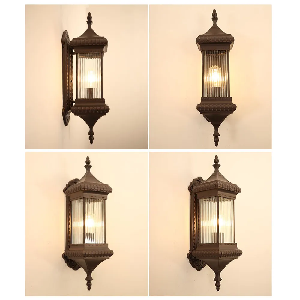 SANDIY Vintage - Applique murale extérieure rétro pour porche - Europe Villa - Étanche - Jardin - Cour - Luminaire café E26/