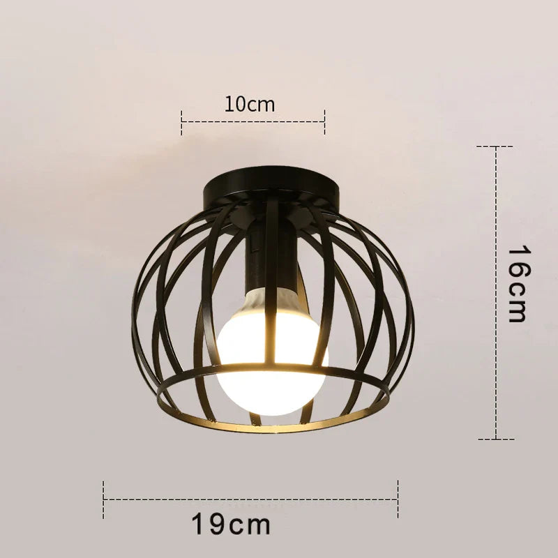 Plafonnier Rétro Doré à LED en Métal pour Balcon et Couloir
