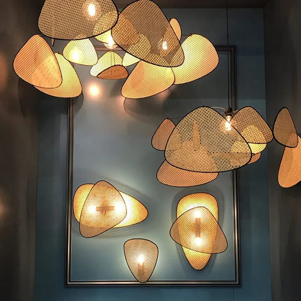 Lustre Créatif en Rotin Bambou Osier Design Handmade