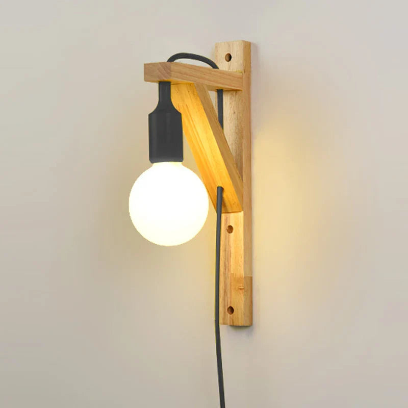 Applique murale en bois massif avec design créatif et câble minimaliste