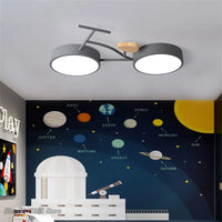 Plafonnier LED Nordic 3 couleurs température vélo - Lampe enfant pour chambre de bébé en vert, blanc et gris