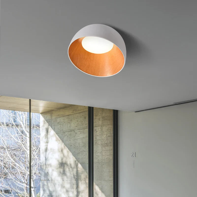 Lustre moderne en bois LED avec grain de bois, pour balcon et couloir - Blanc ou noir
