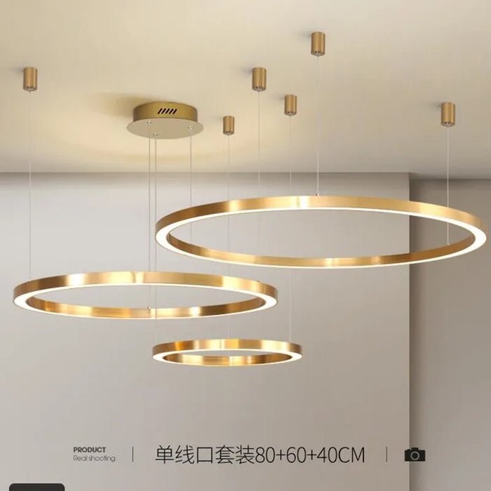 Lustre LED Moderne brossé avec Anneau Lumineux - Éclat Design