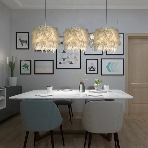 Suspension luminaire plume romantique pour chambre salon E27 lampes suspendues