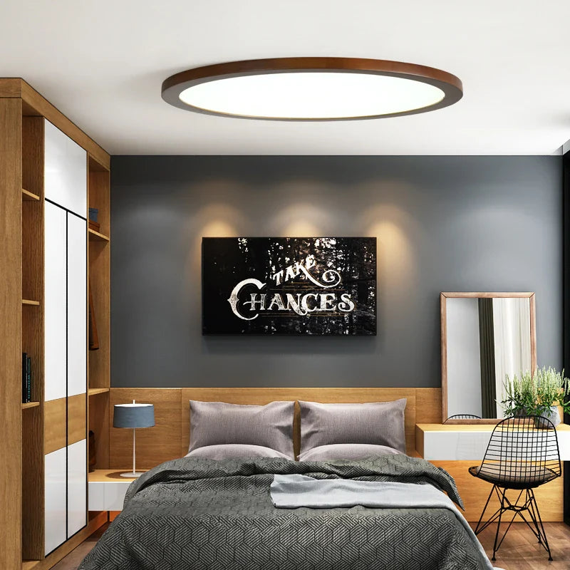 Plafonnier LED en bois authentique pour éclairage intérieur - Lumin'Wood
