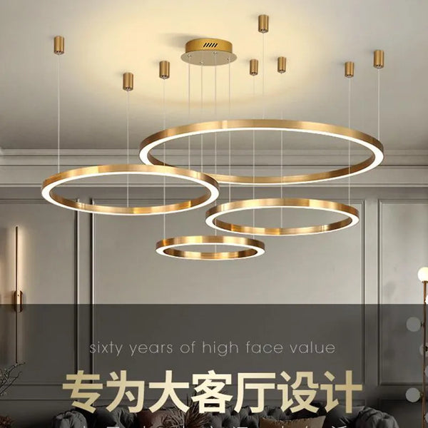 Lustre LED Moderne brossé avec Anneau Lumineux - Éclat Design