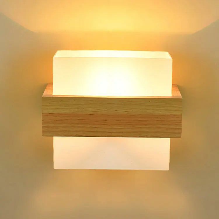 Applique murale design nordique bois-verre LED