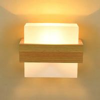 Applique murale design nordique bois-verre LED