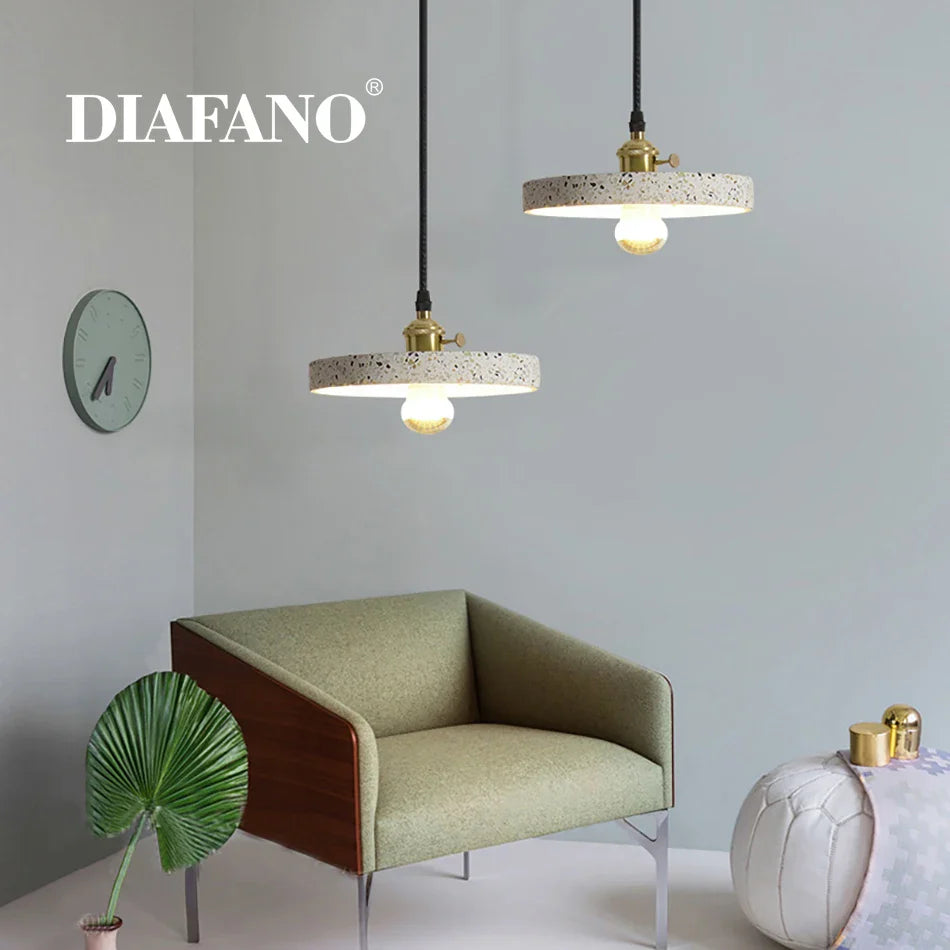 Suspension Luminaire Ciment Blanc Nordique pour Bar Salon et Cuisine