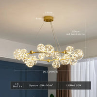 Lustre de luxe moderne avec anneaux LED et boule de verre de qualité supérieure