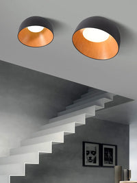 Lustre moderne en bois LED avec grain de bois, pour balcon et couloir - Blanc ou noir