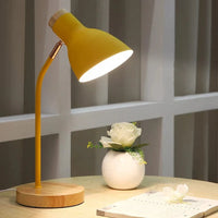 Lampe de table LED nordique en bois et fer avec protection oculaire
