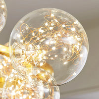 Lustre de luxe moderne avec anneaux LED et boule de verre de qualité supérieure