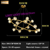 Lustre LED en cristal nordique minimaliste pour clubs d'hôtel