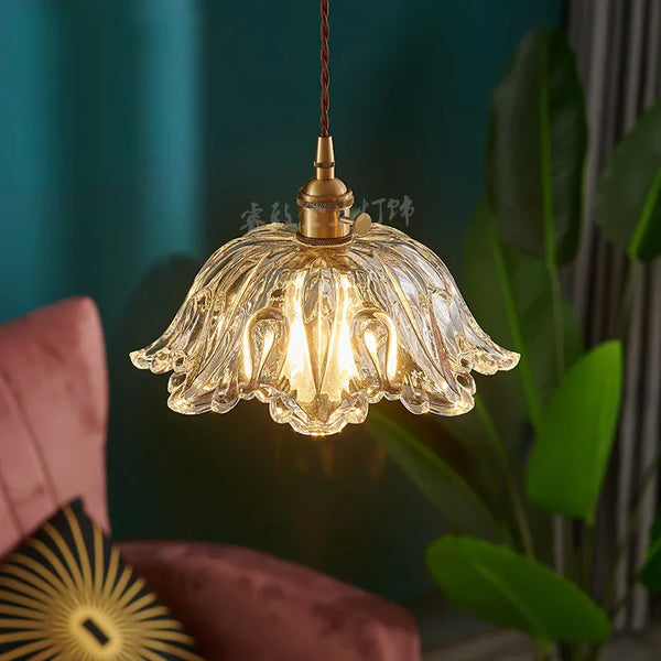 Lustre japonais en verre et laiton