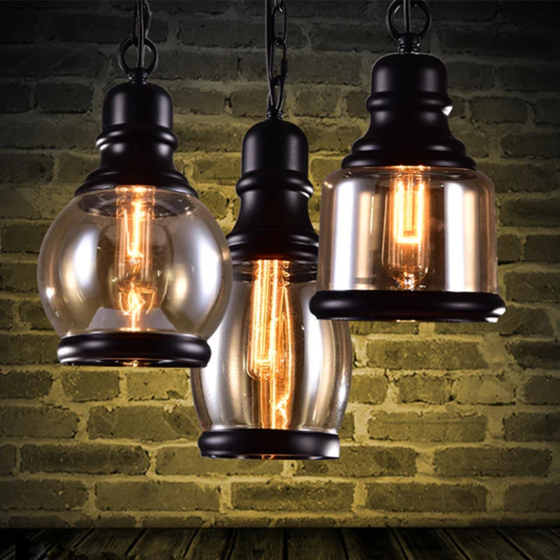Suspension vintage en verre style industriel pour bouteille de vin