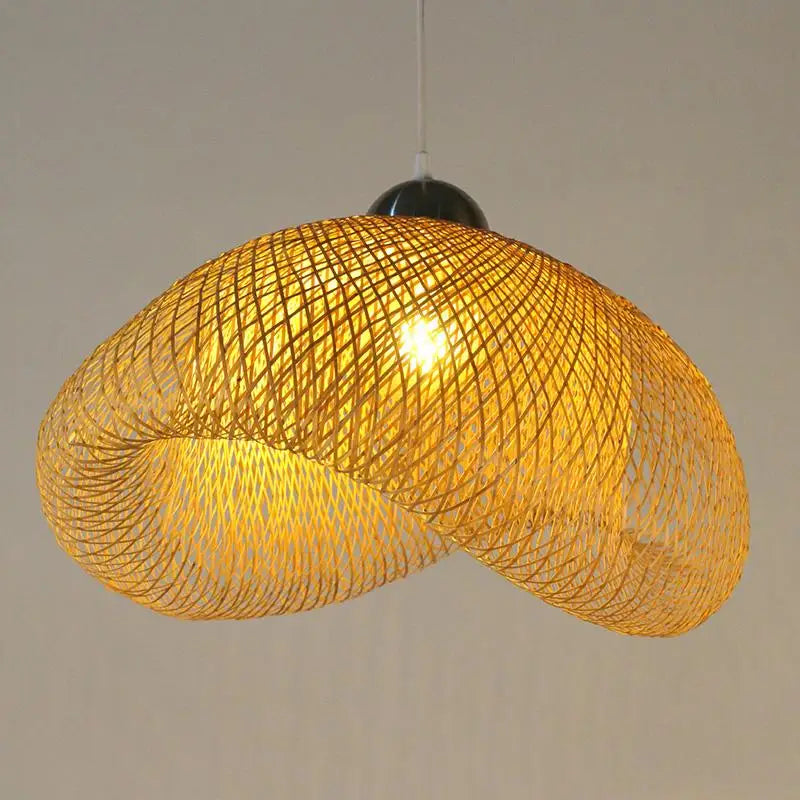 Suspension vintage en bambou et rotin fait main - Style Japonais