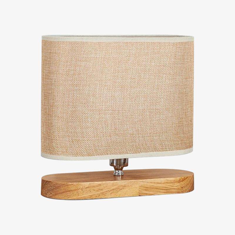 Lampe de chevet en bois avec abat-jour ovale