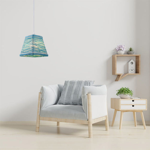 Suspension LED Sevyn en rotin contemporain.