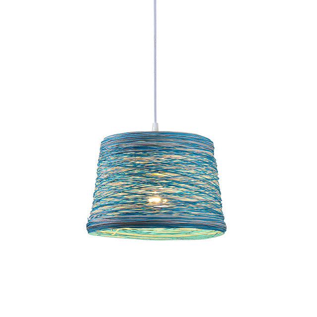 Suspension LED Sevyn en rotin contemporain.