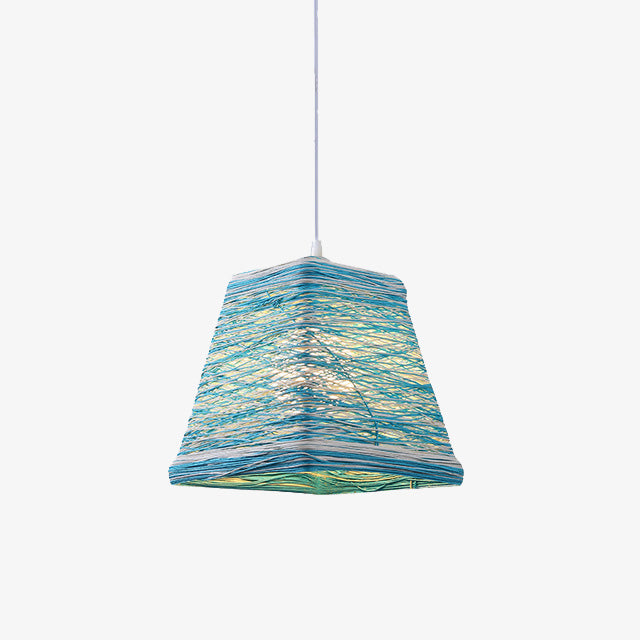 Suspension LED Sevyn en rotin contemporain.